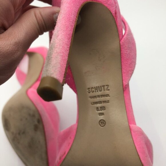 SCHUTZ Hot Pink Suede Slingbacks Size 8.5M Pointed Toe Stiletto - Picture 5 of 10